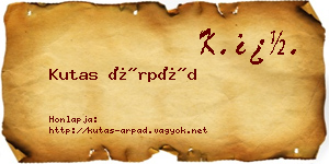 Kutas Árpád névjegykártya